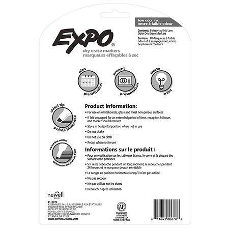 Expo Low Odor Dry Erase Markers, Fine Tip, Black, 12 Count
