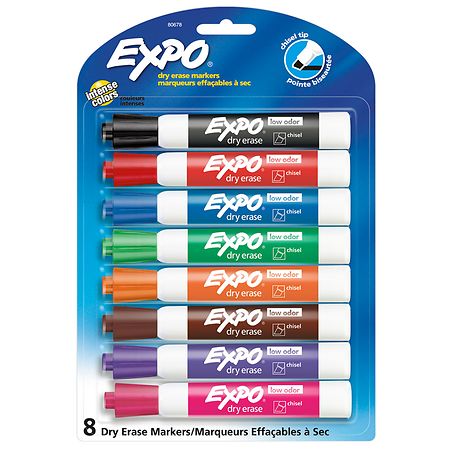 Expo Low Odor Dry Erase Markers, Chisel Tip Assorted