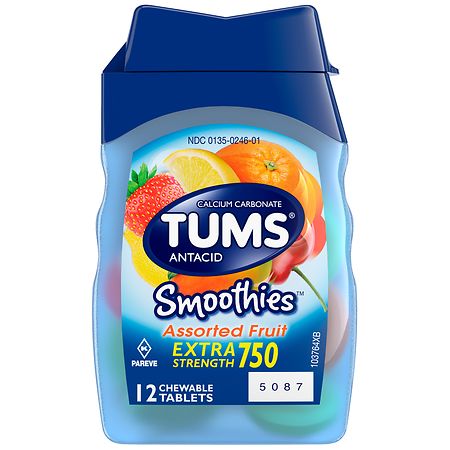 Tums Antacid Chewable Tablets, Smoothies for Heartburn Relief Assorted Fruit