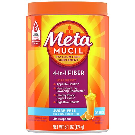 Metamucil Daily Fiber Supplement, Psyllium Husk Fiber Powder, Sugar-Free Orange