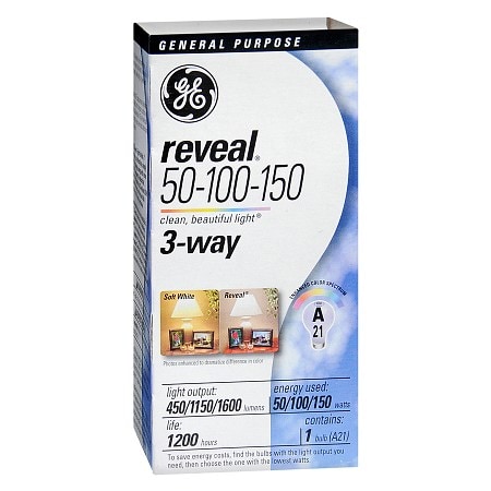 GE Reveal 50/100/150W 3 Way Bulb  1.0 CT