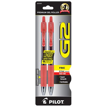 G2 Premium Retractable Gel Ink Rolling Ball Pens Red