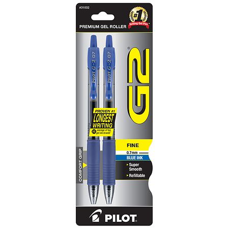 G2 Premium Retractable Gel Ink Rolling Ball Pens Fine 0.7 mm Blue