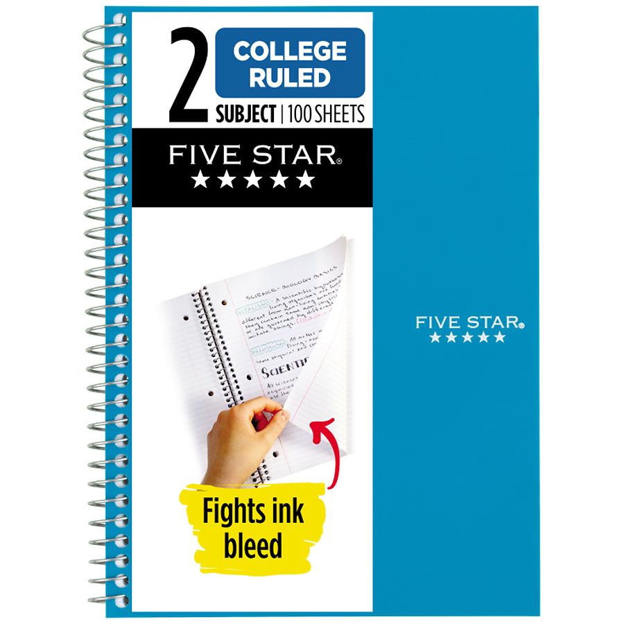 Five Star Spiral Notebook, 5-Subject with College Ruled Paper