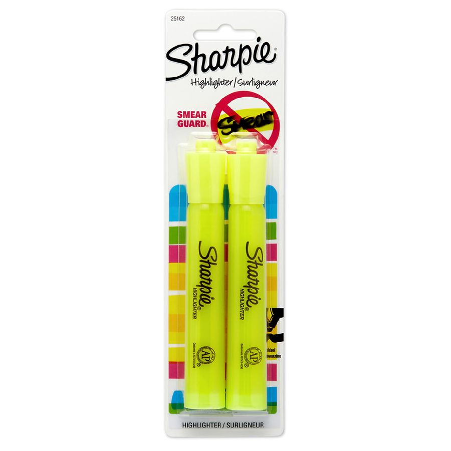 Sanford Sharpie Clear View Highlighters, Yellow - 2 pack
