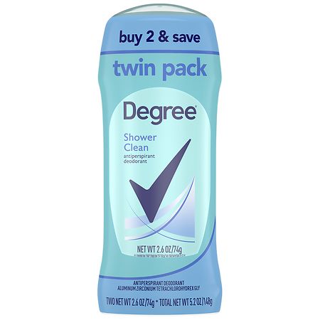 Degree Antiperspirant Deodorant, Shower Clean Shower Clean, Twin Pack