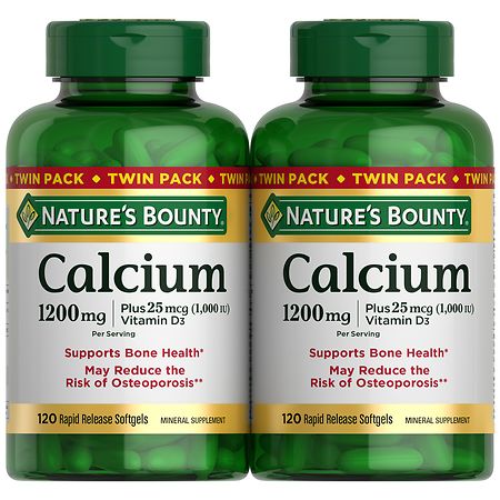 Nature's Bounty Calcium 1200 mg Plus Vitamin D3 Dietary Supplement Softgels Twinpack