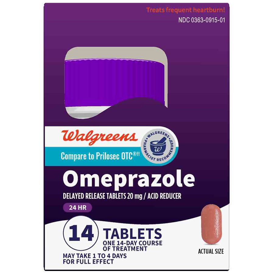 Walgreens Omeprazole Delayed Release Tablets 20 mg, Acid Reducer, For Frequent Heartburn