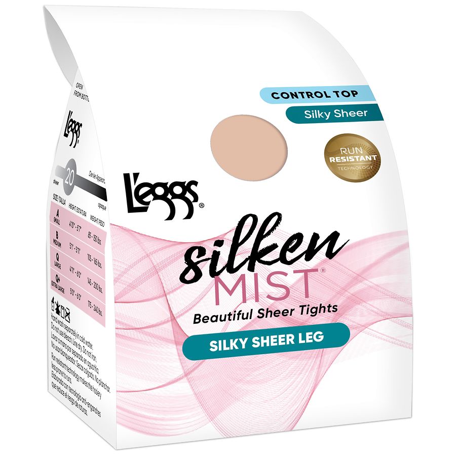 L'eggs Silken Mist Silky Sheer Lasting Control Top Toe Tights Nude, Nude