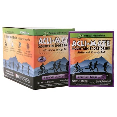 Acli-Mate Mountain Sport Drink Altitude & Energy Aid Packets Mountain Grape