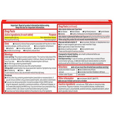 Sudafed Sinus Pressure + Pain Relief Decongestant Tablets