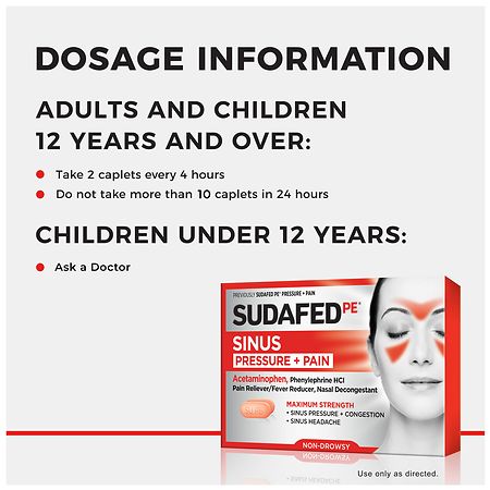 Sudafed Sinus Pressure + Pain Relief Decongestant Tablets