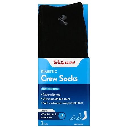 Black Diebetic Crew Socks