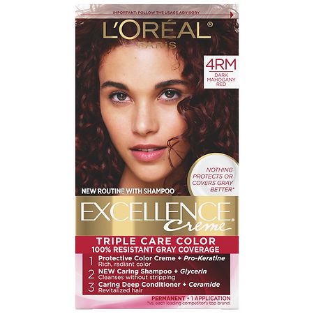 L'Oreal Paris Excellence Creme Permanent Triple Care Hair Color Dark Mahogany Red (4RM)