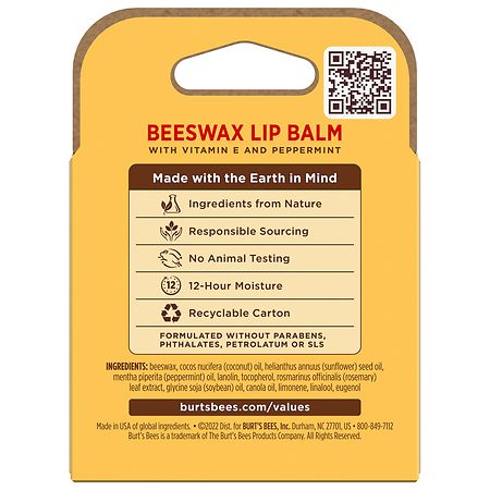 Burt's Bees Lip Balm, Natural Origin Lip Care Beeswax, Beeswax
