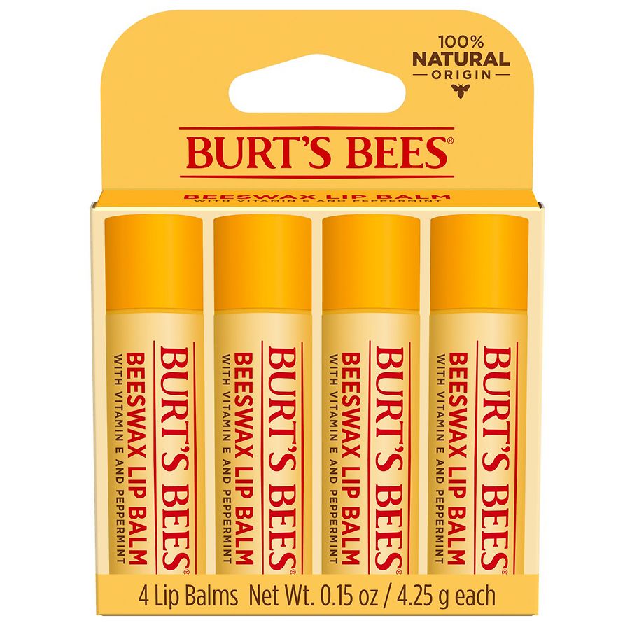Burt's Bees 100% Natural Origin Moisturizing Lip Balm Original Beeswax,  Beeswax