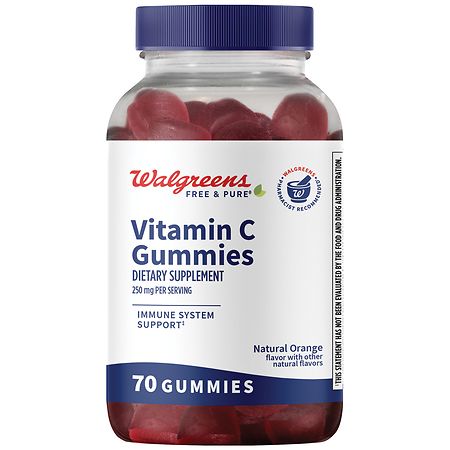 Walgreens Free & Pure Vitamin C 250 mg Gummies Natural Orange White