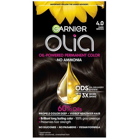 Garnier Olia Oil Powered Ammonia Free Permanent Hair Color 4.0 Dark Brown