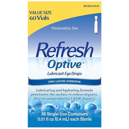 Refresh Optive Preservative-Free Lubricant Eye Drops Single Use Containers