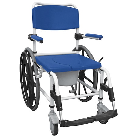 Drive Medical Aluminum Shower Mobile Commode Transport Chair Blue