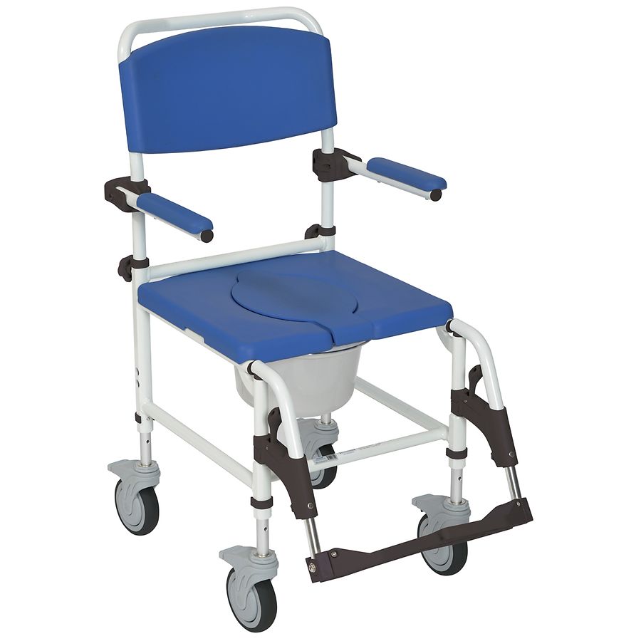 Drive Medical Aluminum Shower Commode Transport Chair Blue