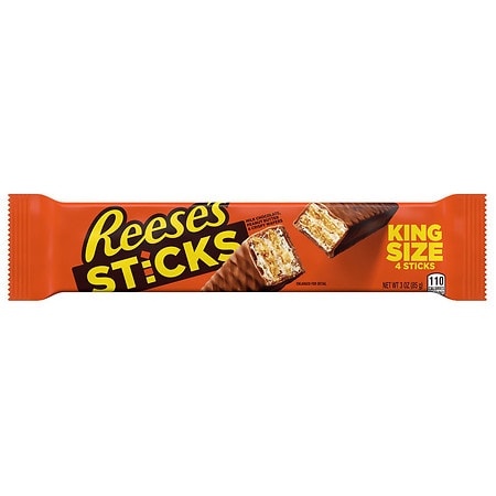 Reese's Sticks Candy Bar, King Size Pack Milk Chocolate, Peanut Butter and Crisp Wafers, King Size