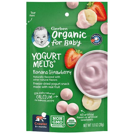 Gerber Yogurt Melts Organic Freeze-Dried Yogurt & Fruit Snacks Strawberry Banana