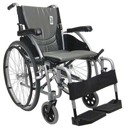 Karman 18in Seat Ultra Lightweight Ergonomic Wheelchair Silver