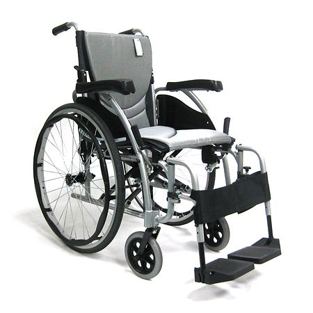 Karman 16in Seat Ergonomic Transport Wheelchair Silver
