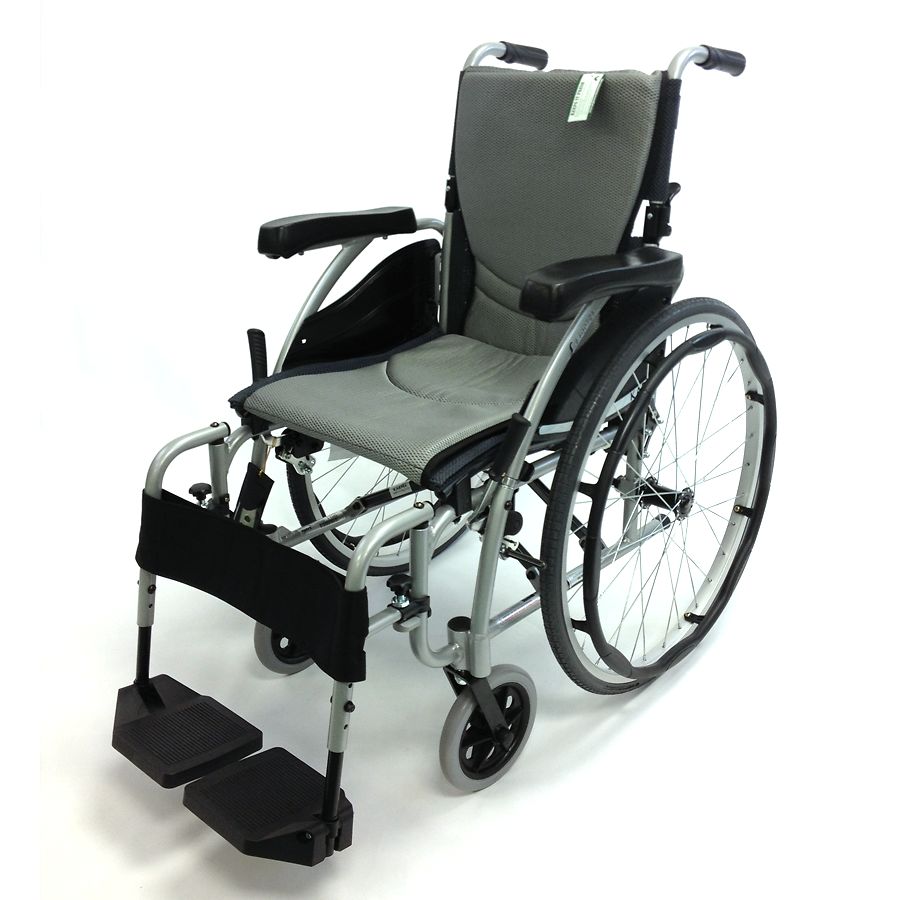 Karman 18in Seat Ergonomic Transport Wheelchair Silver