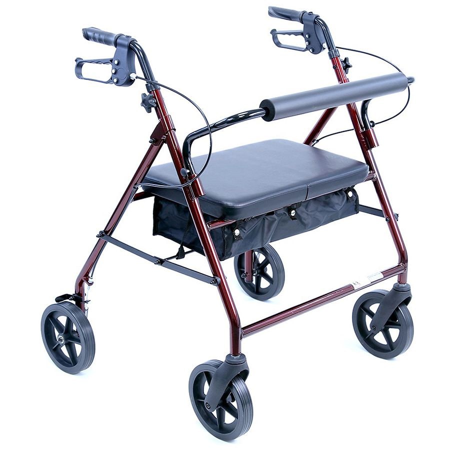 Karman Extra Wide Lightweight Rollator, Aluminum Burgundy