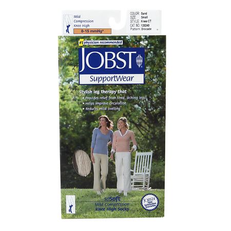 Jobst SupportWear SoSoft Mild Compression Knee High Socks 8-15mmHg Sand, Sand