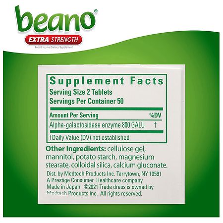 Beano Food Enzyme Dietary Supplement Tablets