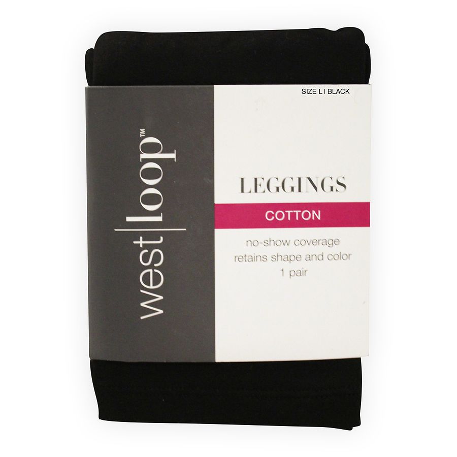 Women's Soft Cotton Leggings, Black L, 1 Pack
