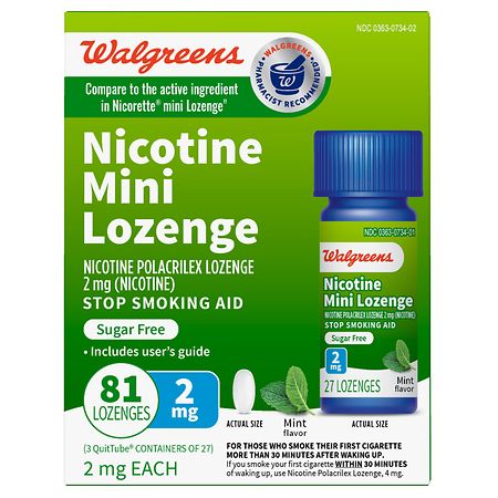 Walgreens Mini Nicotine Polacrilex Lozenge, 2 mg Mint