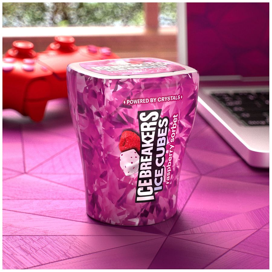 ICE BREAKERS Sugar Free Chewing Gum, Bottle Raspberry Sorbet