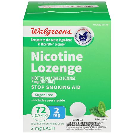 Walgreens Nicotine Polacrilex Lozenge 2 mg, Stop Smoking Aid Mint