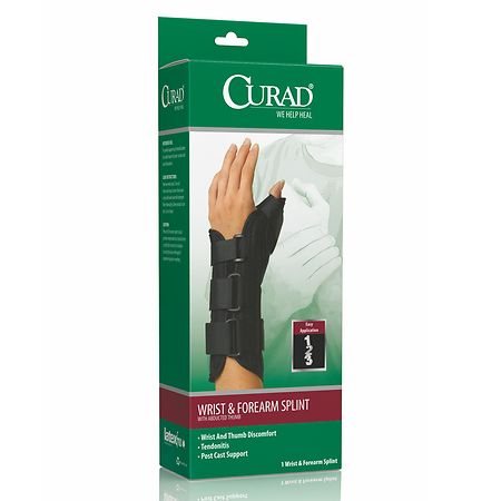 Curad Wrist & Forearm Splint with Abducted Thumb-Left Medium Black