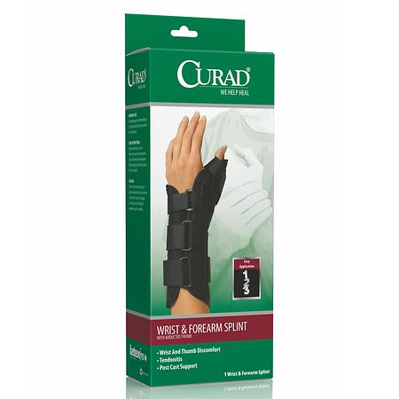 Curad Wrist & Forearm Splint with Abducted Thumb-Left Large Black