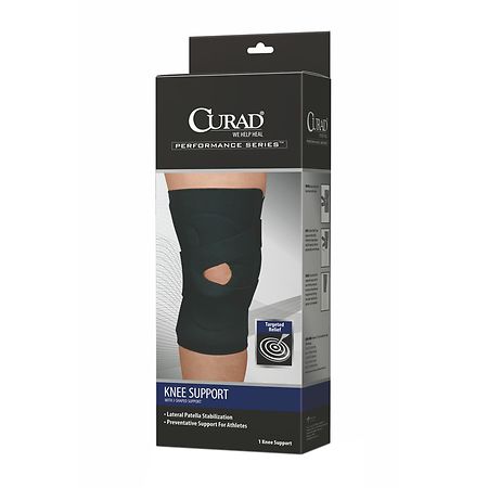 Curad Knee Support Neoprene J-Shape, Left Medium Black