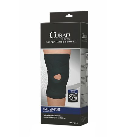 Curad Knee Support Neoprene J-Shape, Left Large Black
