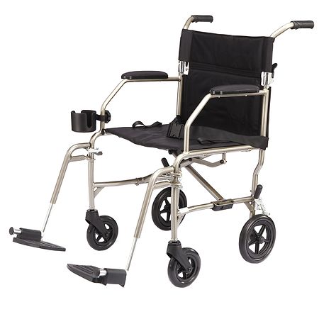Medline Freedom Ultra-Lightweight Transport Chair 19 x 16 inch Silver