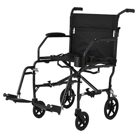 Medline Freedom Ultra-Lightweight Transport Chair 19 x 16 inch Black