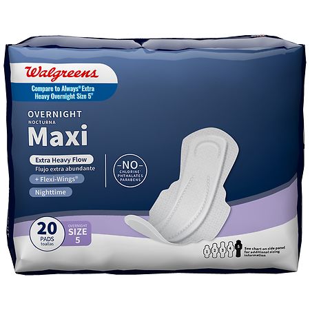Walgreens Extra Heavy Overnight Maxi Pads Size 5 (ct 20)
