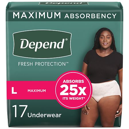 Depend Adult Incontinence Underwear for Women, Disposable L (17 ct), Blush Blush