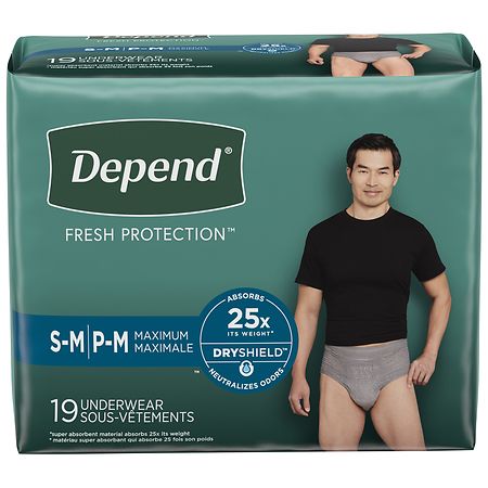 Depend Adult Incontinence Underwear for Men, Disposable, Maximum S