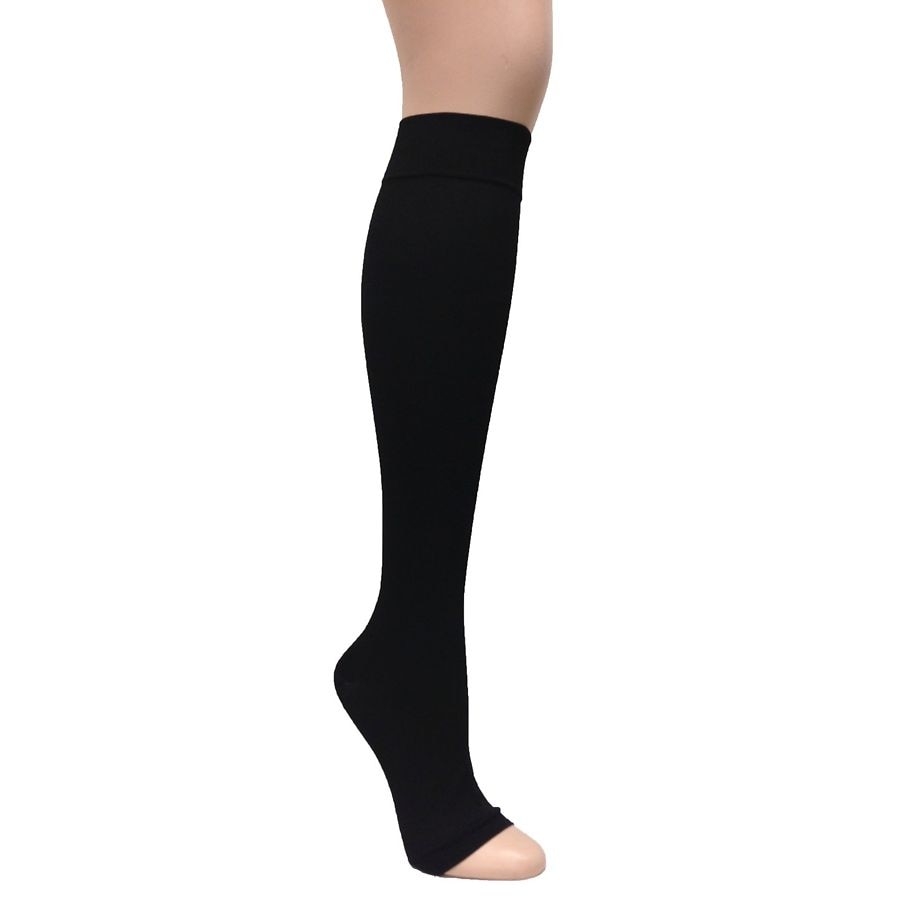 Microfiber Open Toe Knee Highs - Strong Compression 25 to 35 mmHg