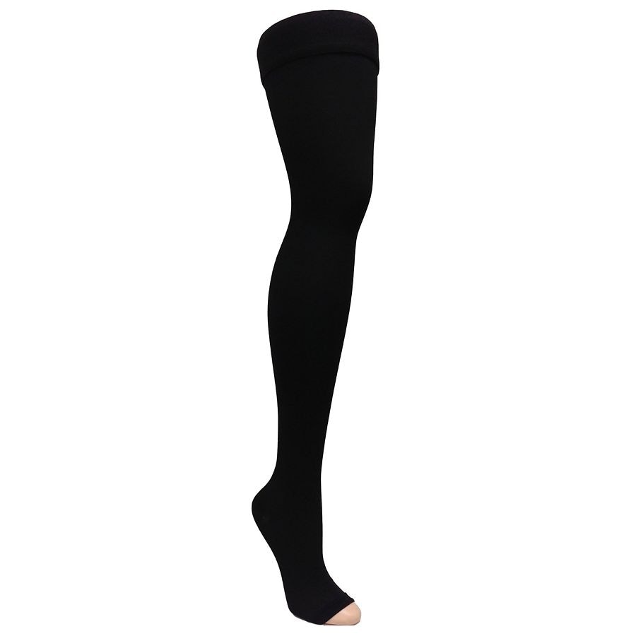 Gabrialla Microfiber Unisex Thigh Highs w Open Toe Firm Compression 25