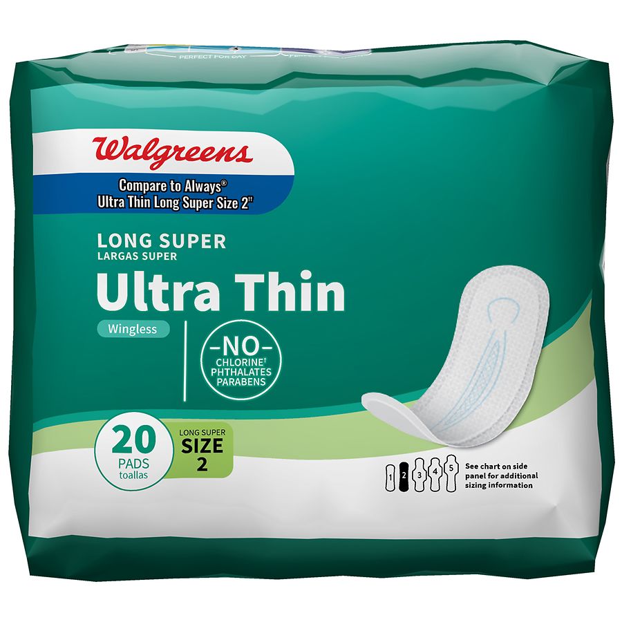 Walgreens Ultra Thin Maxi Pads Wingless Unscented, Size 2 (ct 20)