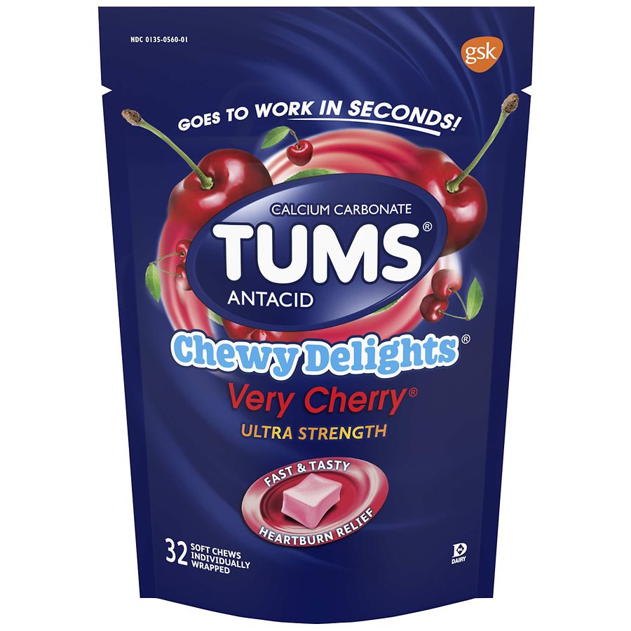 Tums Antacid Chewy Delights Cherry Chews Very Cherry Walgreens